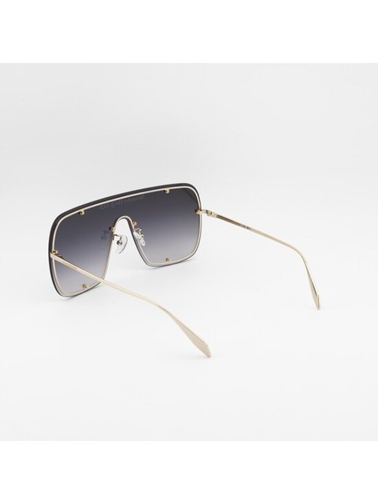 Alexander McQueen AM0362S 003 Unisex Sunglasses Gold Shield Frame, Grey Lenses main image 7
